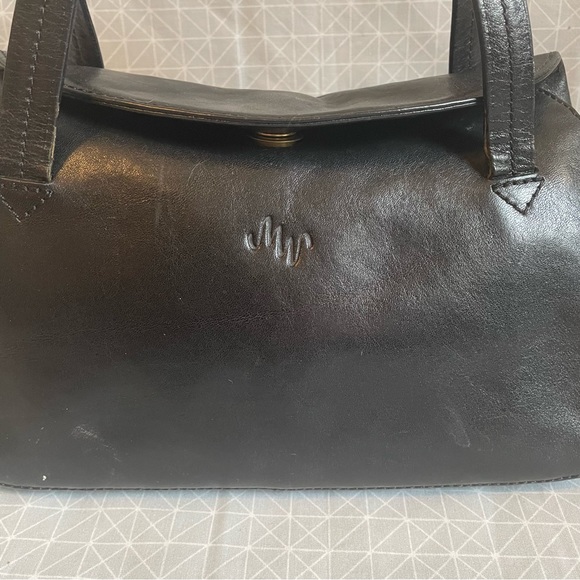 Monsac Vintage Leather Mini Satchel Handbag in Black - Picture 2 of 9